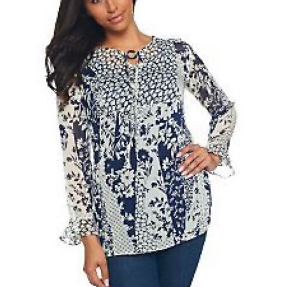 Susan Graver Patchwork Crinkle Chiffon Tunic